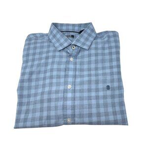 Izod Mens Blue Checkered Long Sleeve Button-Down Shirt  - Size XLT